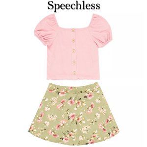 Speechless Button Front Top and Floral Skirt Set Size 16 NWT